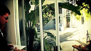 Old guy comes from work and finds a whorey teenie at the pool to fuck