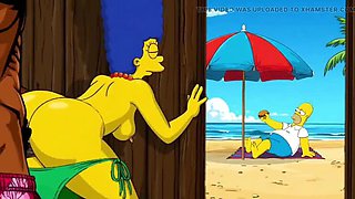 Beach Bitch 2: Marge Simpson Cartoon Parody Filled with Cum