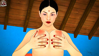 Hot Indian Bhabhi Teaches Kama Sutra to Young Tenant and Gets Her Pussy Fucked Hard - Hindi Sex