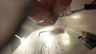 Webcam Under Stepsisters Bath. Wet Pussy After Sex with Boyfriend