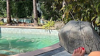 Feet Tease Outdoor While Watching a Movie