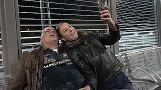 Real amateur brunette beauty public fuck