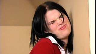 Group of fetish lesbians spank and dominate