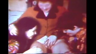 Vintage Lesbian Party: Hairy MILF Pussy Licking Threesome Compilation