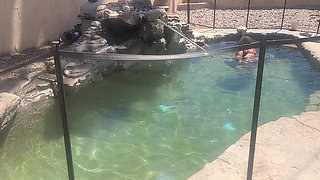 BBW Cleaning Her Pool
