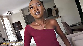 Shy 18-Year-Old Ebony Cutie Turns Wild in Homemade Casting