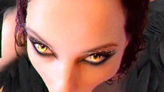 Devilish Blowjob with Angel Wings. Fun in the Bathtub