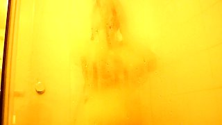 Awesome Big Boobs Blonde Masturbates In The Shower