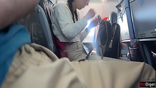Kinky Risky Hj until Spunk in Public Airplane