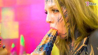 Heavy Tattooed Lesbian Toy Ride ANAL, ATM, and Fantasy Dildo Fun