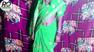 Indian Desi New Bride Bhabhi in Green Saree Blouse Fucked and Cock Sucking