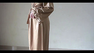 Indonesian Tobrut Girl Wearing a Sexy Satin Robe While Having Sex