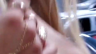 Sex in the car with pierced blonde chick