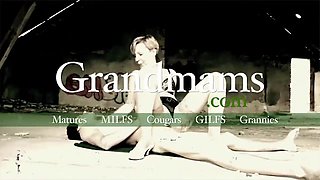 Messy Grandmother Makes Me Spunk in the Backyard