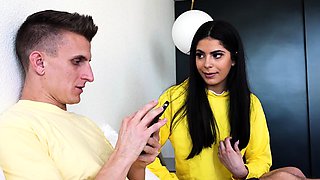 Small tit brunette teen fucks a big cock