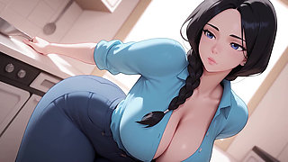 Step-mom Retsu Fucks Her Step-son in the Bathroom Behind Her Husband's Back!