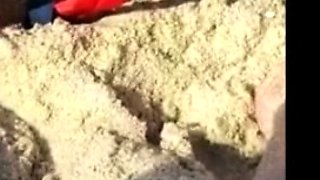 Big-Breasted Girl's Orgasm at the Beach