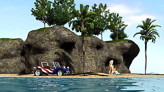 Hot porno! dune buggy, topical beach and crazy glorious brunette