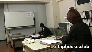Japanese office biotch celebrates with her colleague in steamy, uncensored XXX