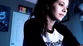 Cute curly brunette solo webcam masturbation