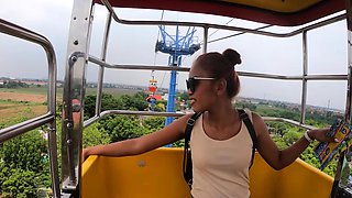 Theme park fun with hot Thai girlfriend