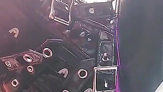 Sexual MILF in Purple Spandex Pvc Lingerie - Blonde