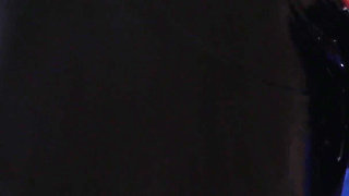 Sexual latex blonde MILF squirt dildo fuck