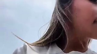 Hot Beach Babe Plays with Toy in Car