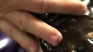 Redhead latex MILF fucked in the kitchen from his big cock