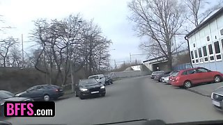 Bffs - nasty euro women get horny with a stranger in the backseat during roadtrip in czech republic