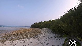 Blonde Solo Female's Nudist Walk on the Beach