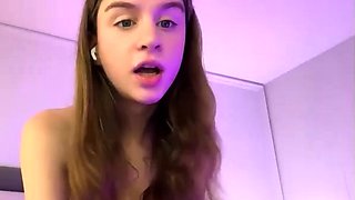 Small tit nubile in stockings masturbates