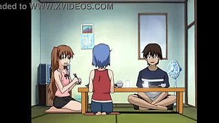 Uncensored Hentai Resort: Soaping Up Busty Anime Slut's Tits and Cumming on Her in Public