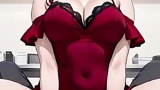 This Brunette Anime Babe in Sexy Red Outfit Goes Insane All Night
