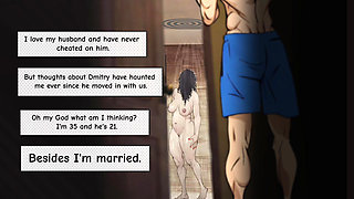 Modest Housewife Cheats on Her Husband in the Shower with a Muscular Guy with a Big Dick. Cartoon