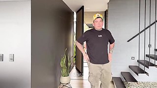 curvy MILF takes shower with younger cock and cums fast