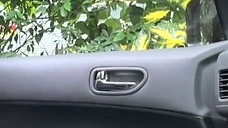 Megaton Boobs You Can See Even Through Her Clothes. Car Blowjob, Cum in Mouth, She Swallows It All!