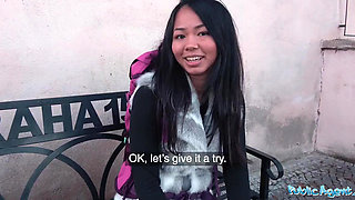 Thai teen gets her sweet twat broke by a public agent on cam