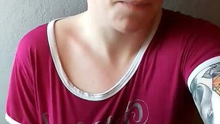 Fit Redhead Rubs Her Big Clit and Cums Hard Before Her Shower