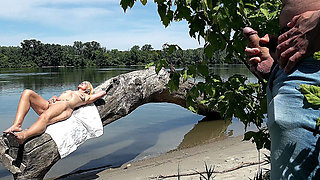 Hairy Granny Gets Anal Fucked on He Beach