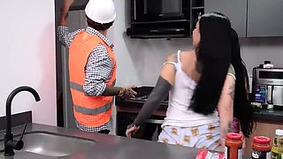 Threesome with Stepsister and Building Engineer First Day at Work - Big Tits Latina Amateur Homemade