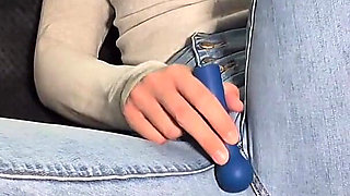 College Girl Soaks Jeans During Intense Orgasm