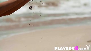 Beautiful teen model posing on the beach