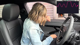 Cumming hard in public drive thru with Lush remote controlle